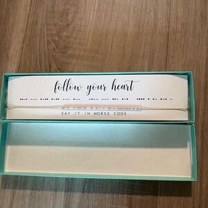 NWOT Dot & Dash “Follow Your Heart" Morse Code Bar Necklace